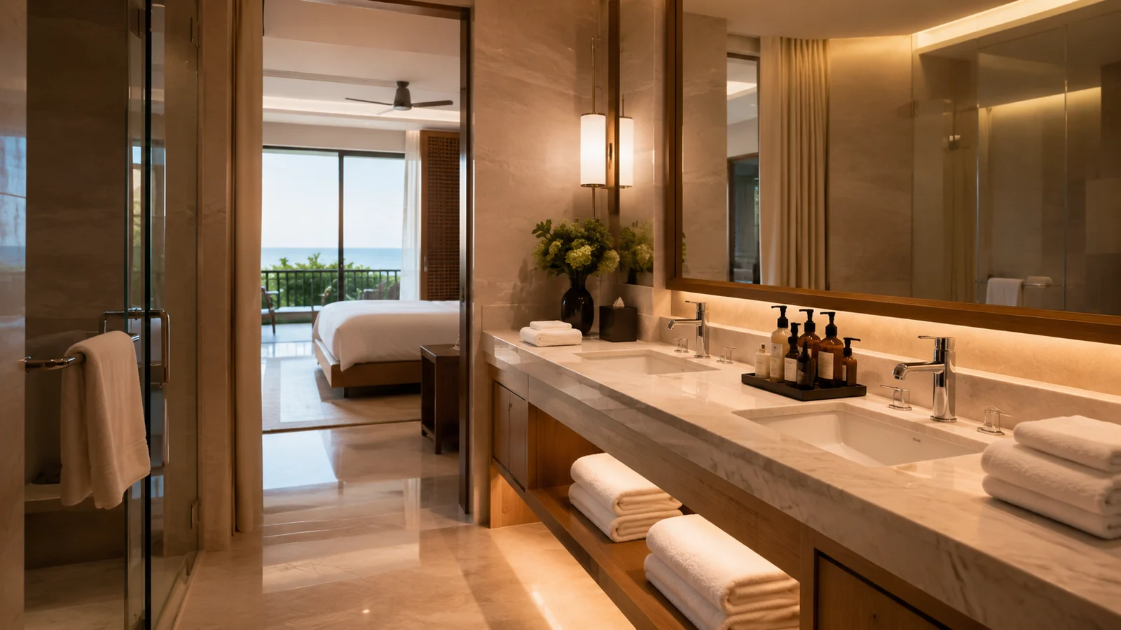 Hotel bathroom amenity display