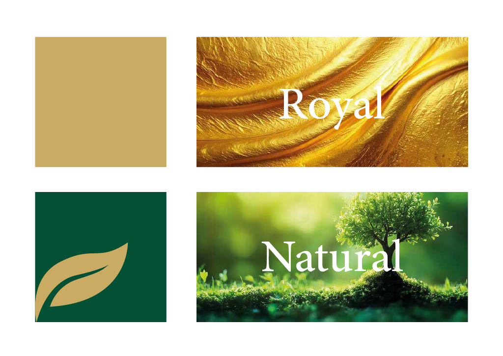 ECOLUXE royal and natural brand moodboard